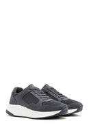 Derimod Zero Men's Grey Thick-Soled Lace-Up Fabric Sneakers | Derimod