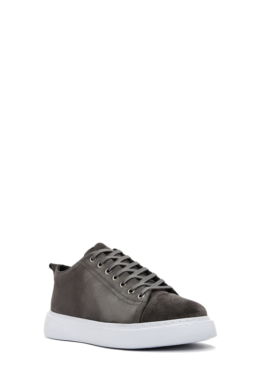 Men's Gray Lace-Up Suede Leather Sneaker