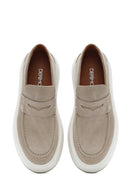Erkek Bej Süet Deri Casual Loafer | Derimod