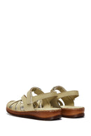 Women's Green Leather Comfort Sandals | Derimod