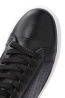 Erkek Siyah Bağcıklı Deri Sneaker | Derimod