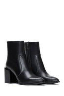 Women's Black Leather Heeled Classic Boots | Derimod