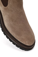 Male Beige Thick-Soled Suede Chelsea Boots | Derimod