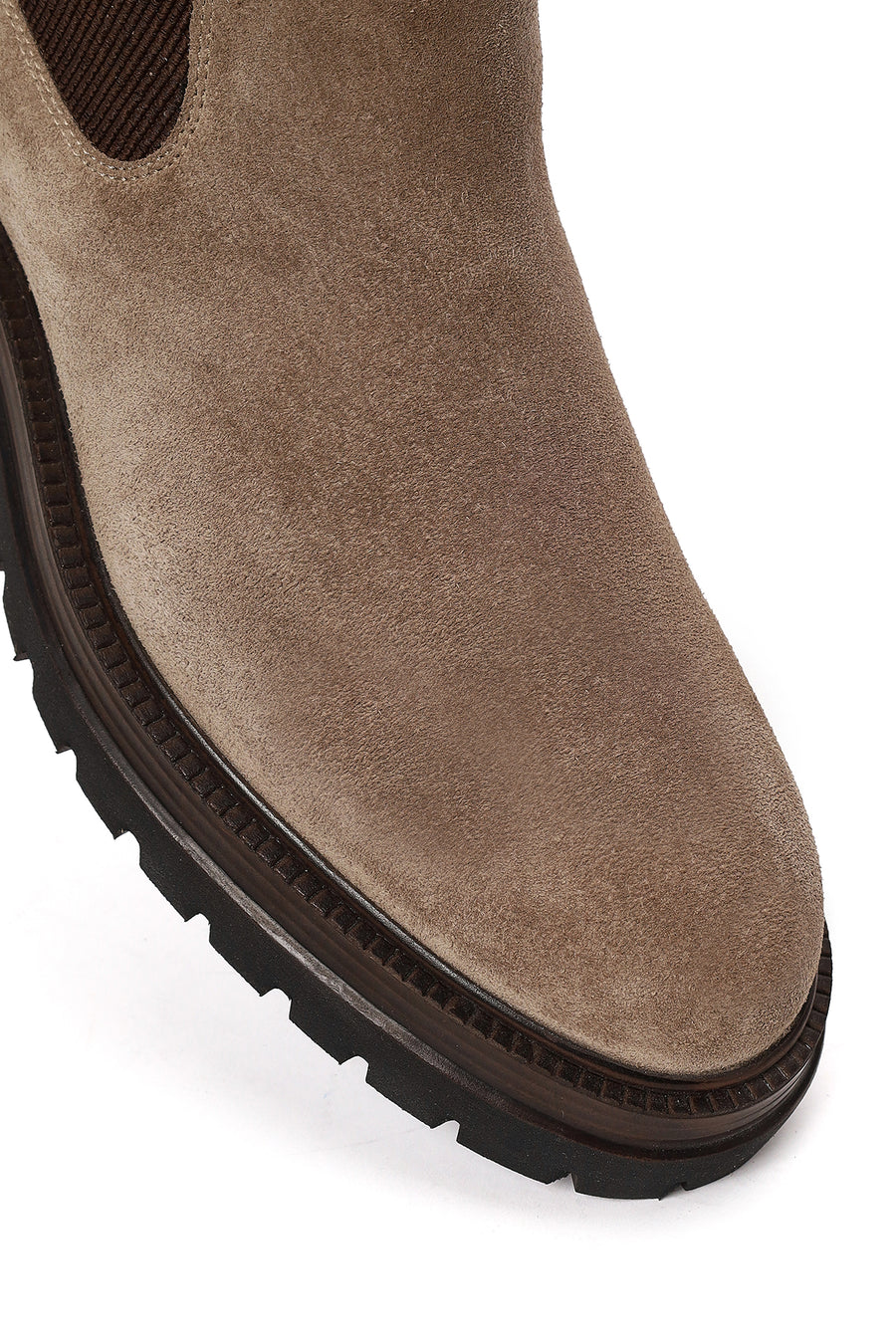 Male Beige Thick-Soled Suede Chelsea Boots