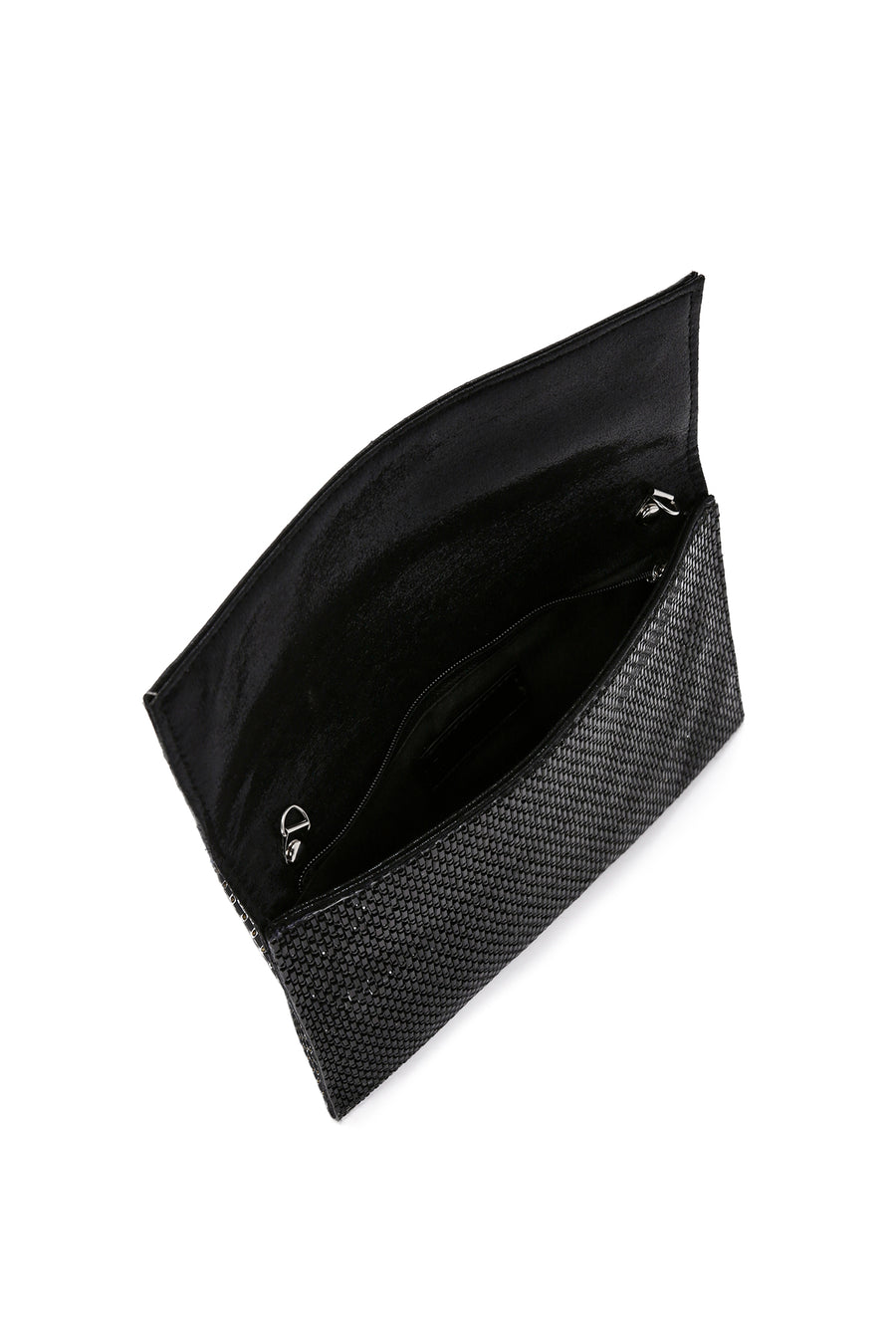 Women's Black Long Chain Strap Stone Evening Clutch Bag