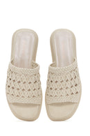 Women's Cream Knitted Slippers | Derimod