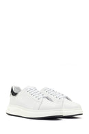 Erkek Beyaz Bağcıklı Kalın Tabanlı Deri Sneaker | Derimod
