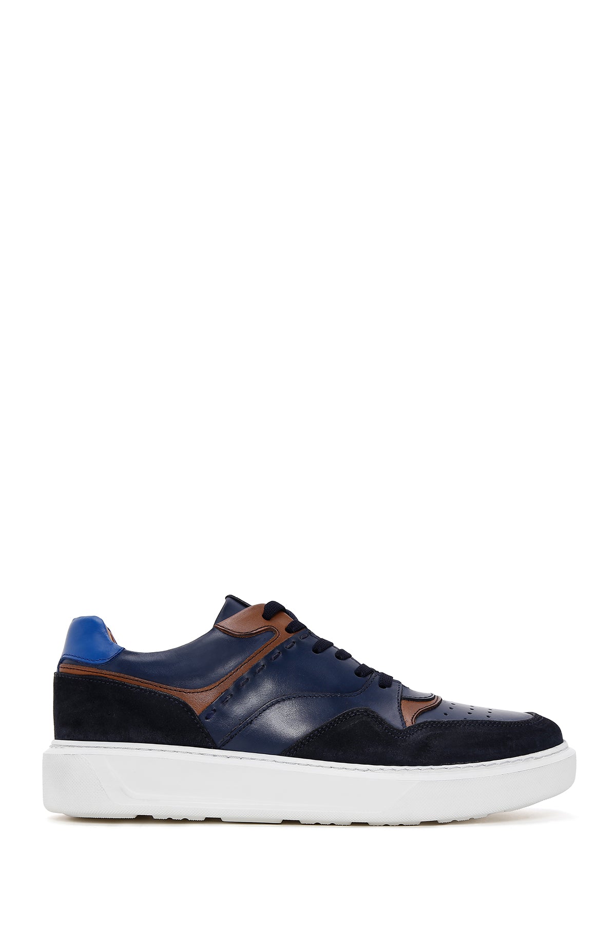 Men's Navy Blue Leather Thick Soled Sneaker 23SFD628518 | Derimod