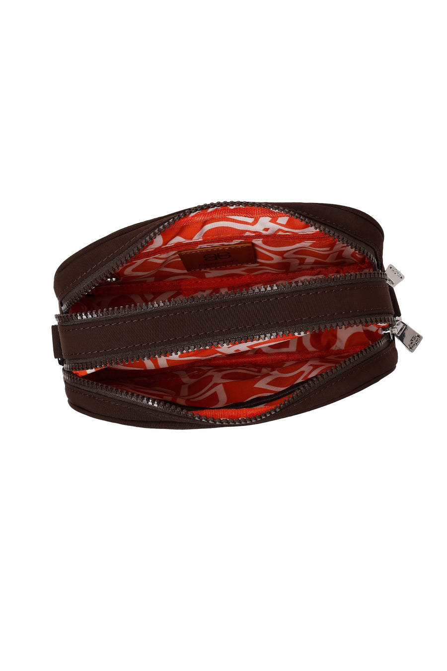 Woman Brown Long-Strap Fabric Crossbody Bag
