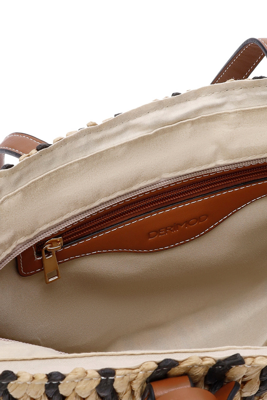 Women's Beige Straw Shoulder Bag