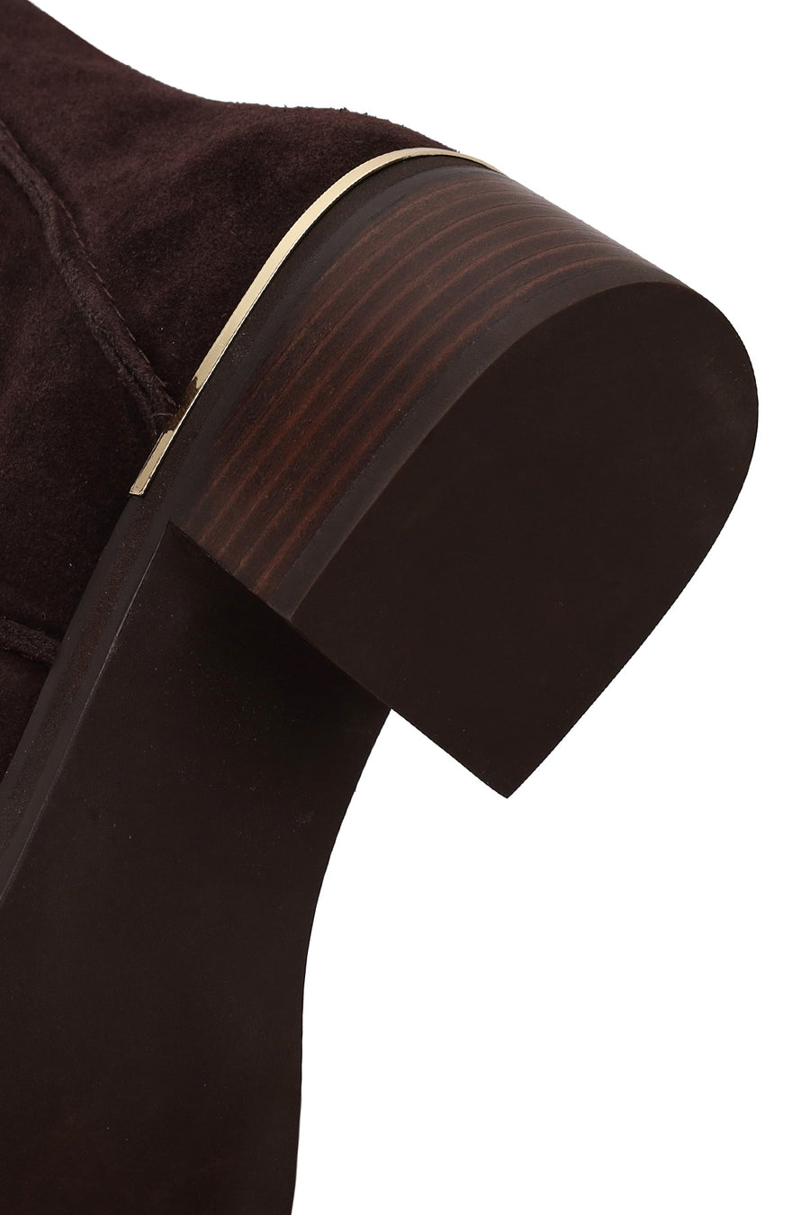 Woman Brown Short Thick-Heeled Suede Boots