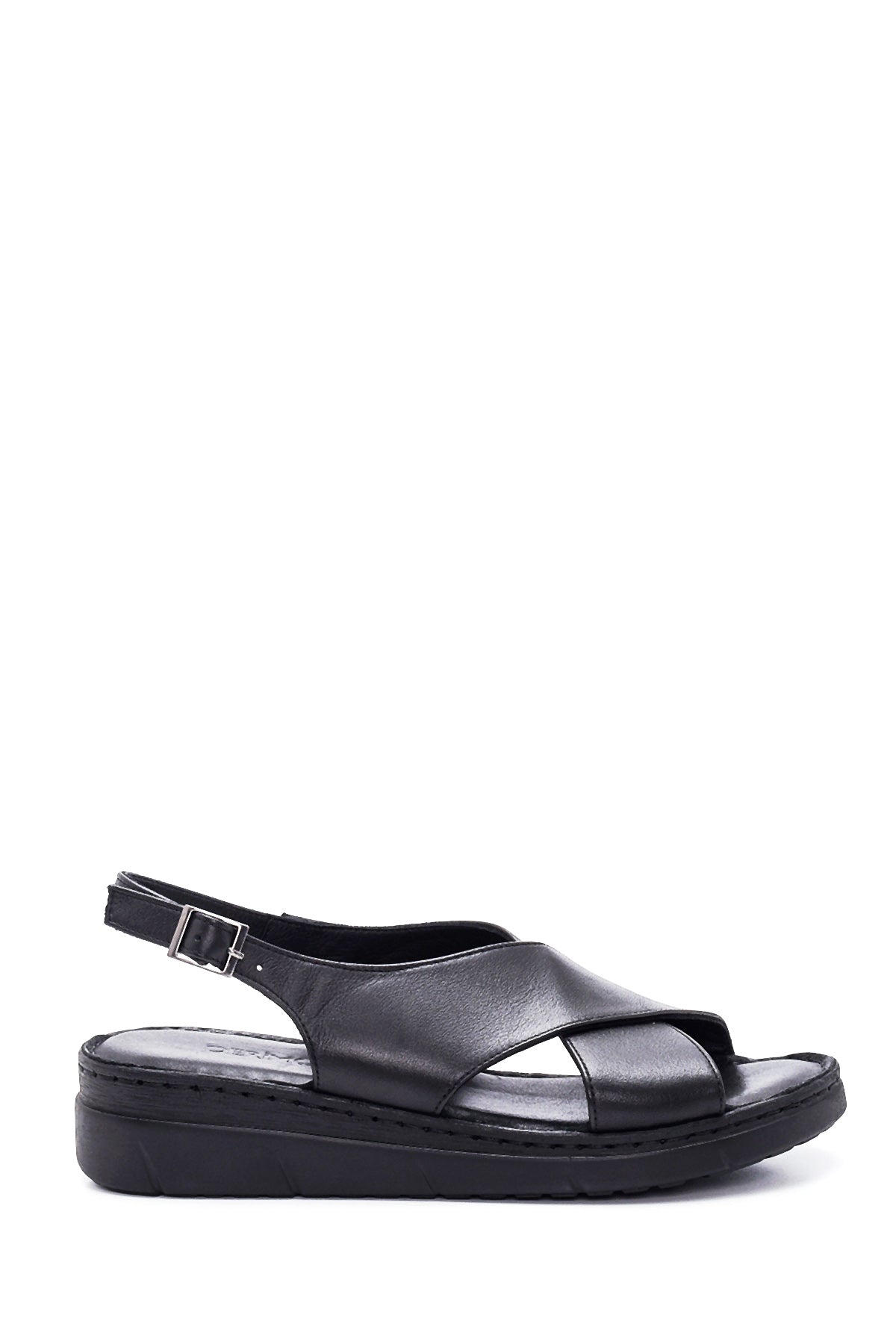 Kadın Siyah Deri Comfort Sandalet 22SFD341318 | Derimod