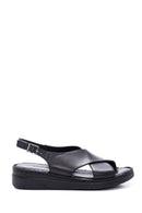 Kadın Siyah Deri Comfort Sandalet | Derimod