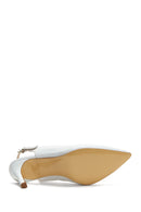 Women's White Leather Heeled Shoes | Derimod