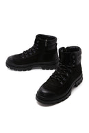 Men's Black Nubuck Leather Zippered Boots | Derimod