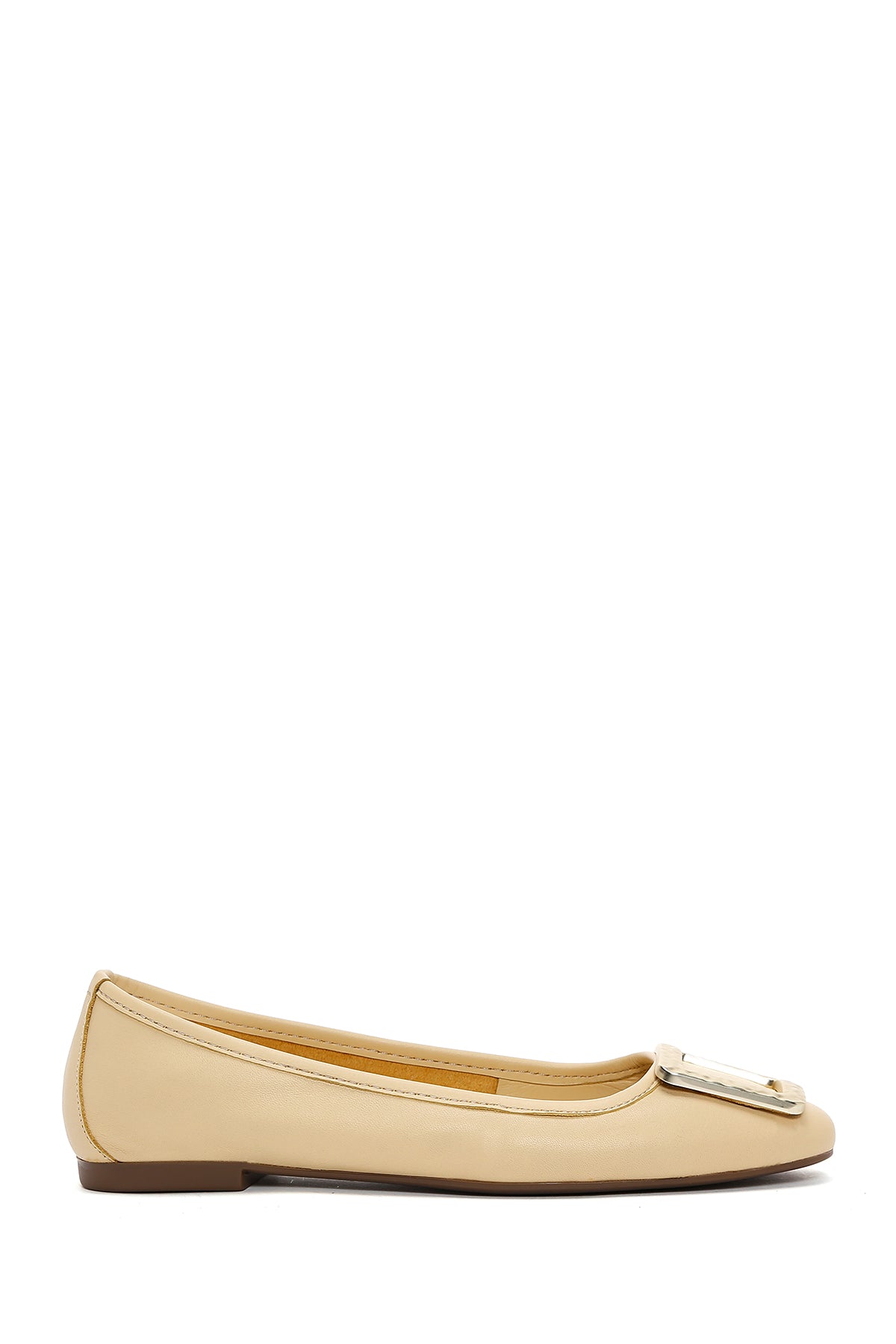 Women's Yellow Leather Buckle Ballerinas 23SFD271718 | Derimod