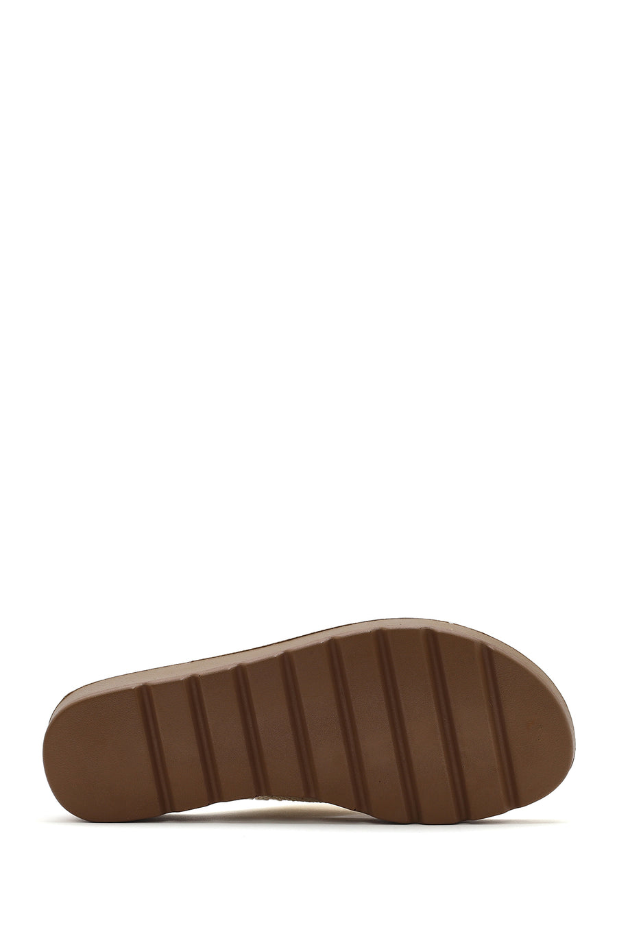 Women's Beige Thick Soled Straw Slippers