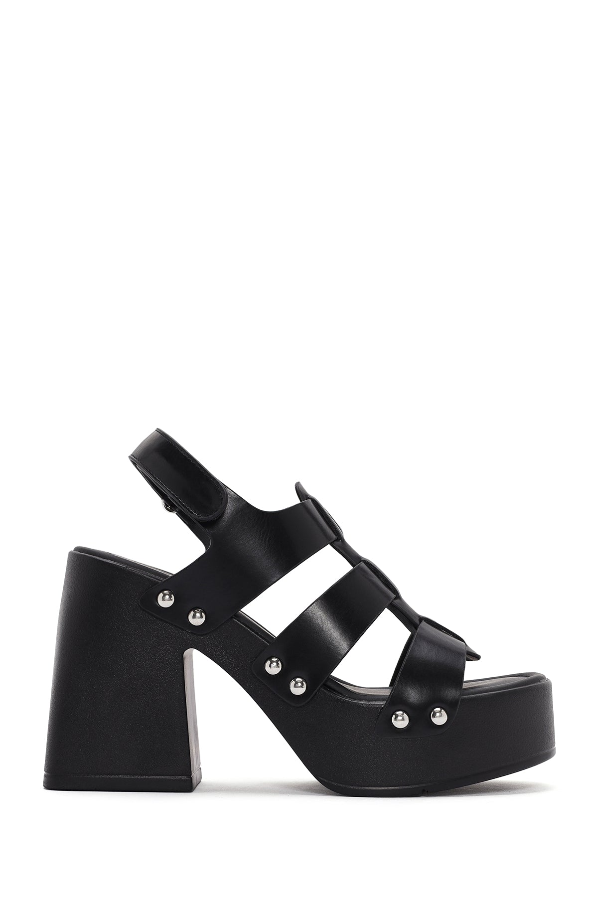 Women's Black Strappy Platform Heeled Sandals 24SFE494518 | Derimod