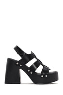 Women's Black Strappy Platform Heeled Sandals | Derimod