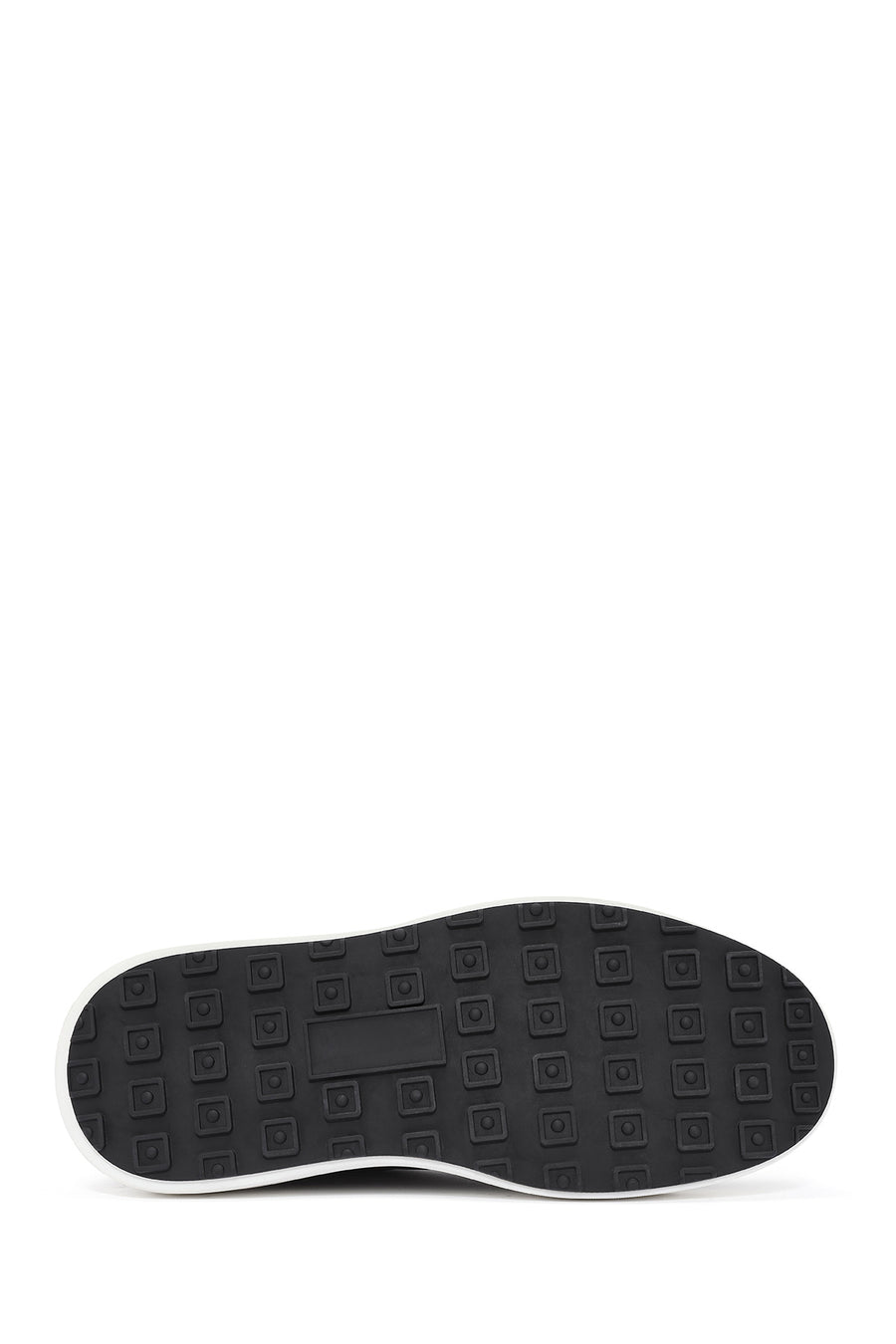 Men's Black Lace-up Thick-Sole Leather Sneaker