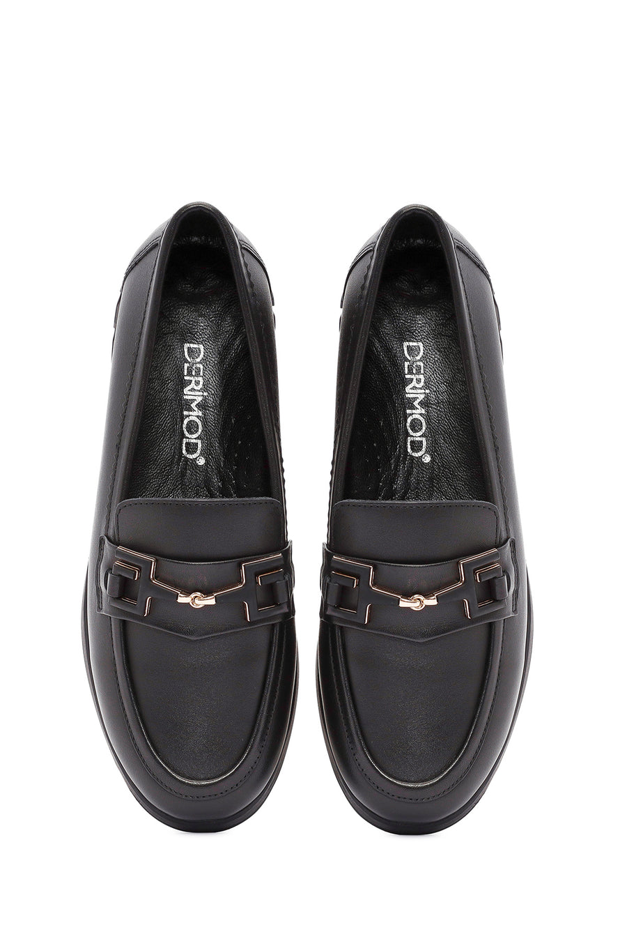 Kadın Siyah Toka Detaylı Deri Comfort Loafer