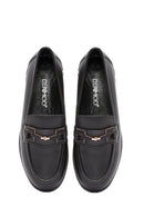 Women's Black Buckle Detailed Leather Comfort Loafer | Derimod