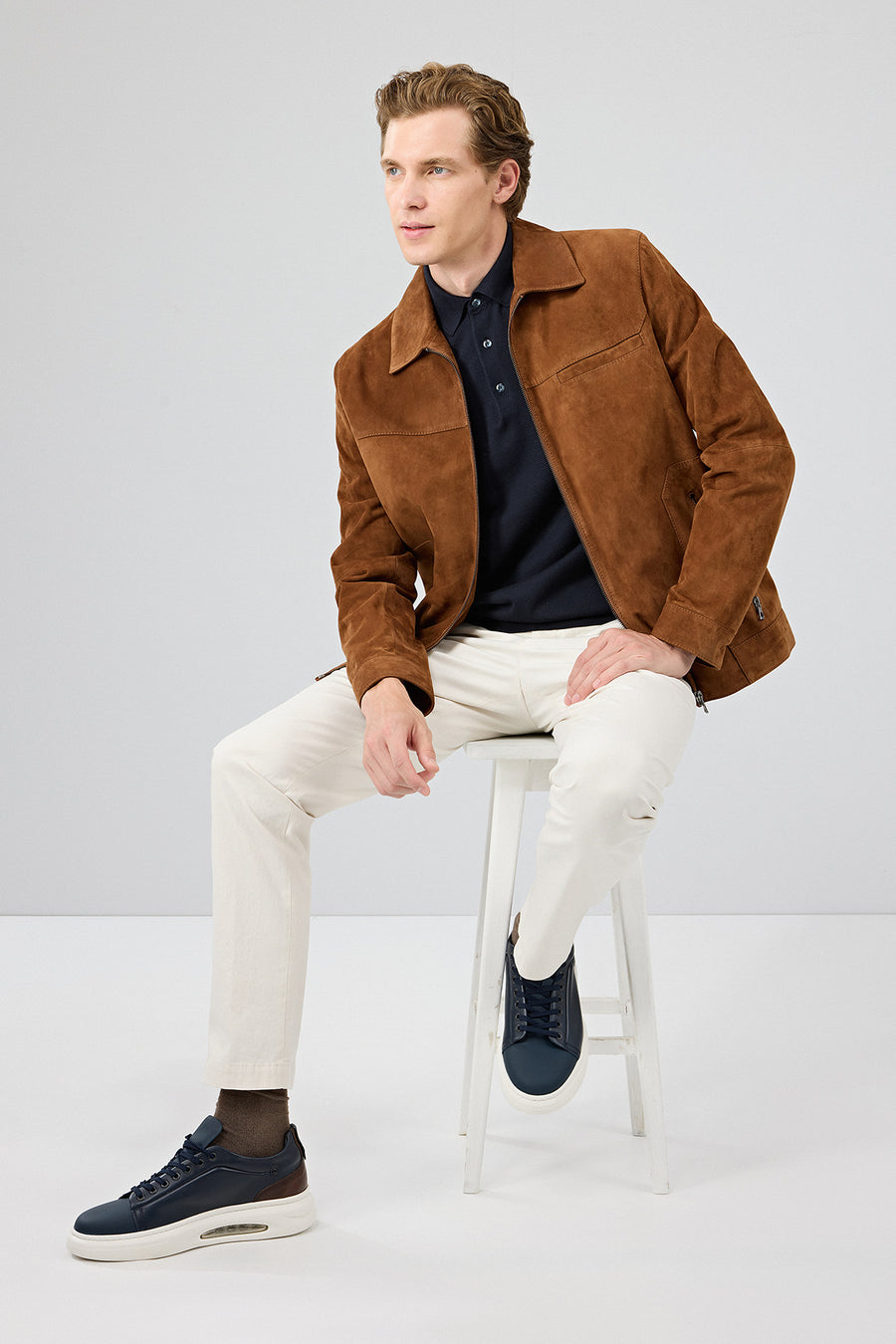 Mark Men's Brown Suede Leather Jacket