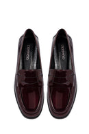 Woman Burgundy Leather Classic Loafer | Derimod