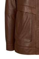 Carmen Woman Brown Fur Collar Leather Coat | Derimod