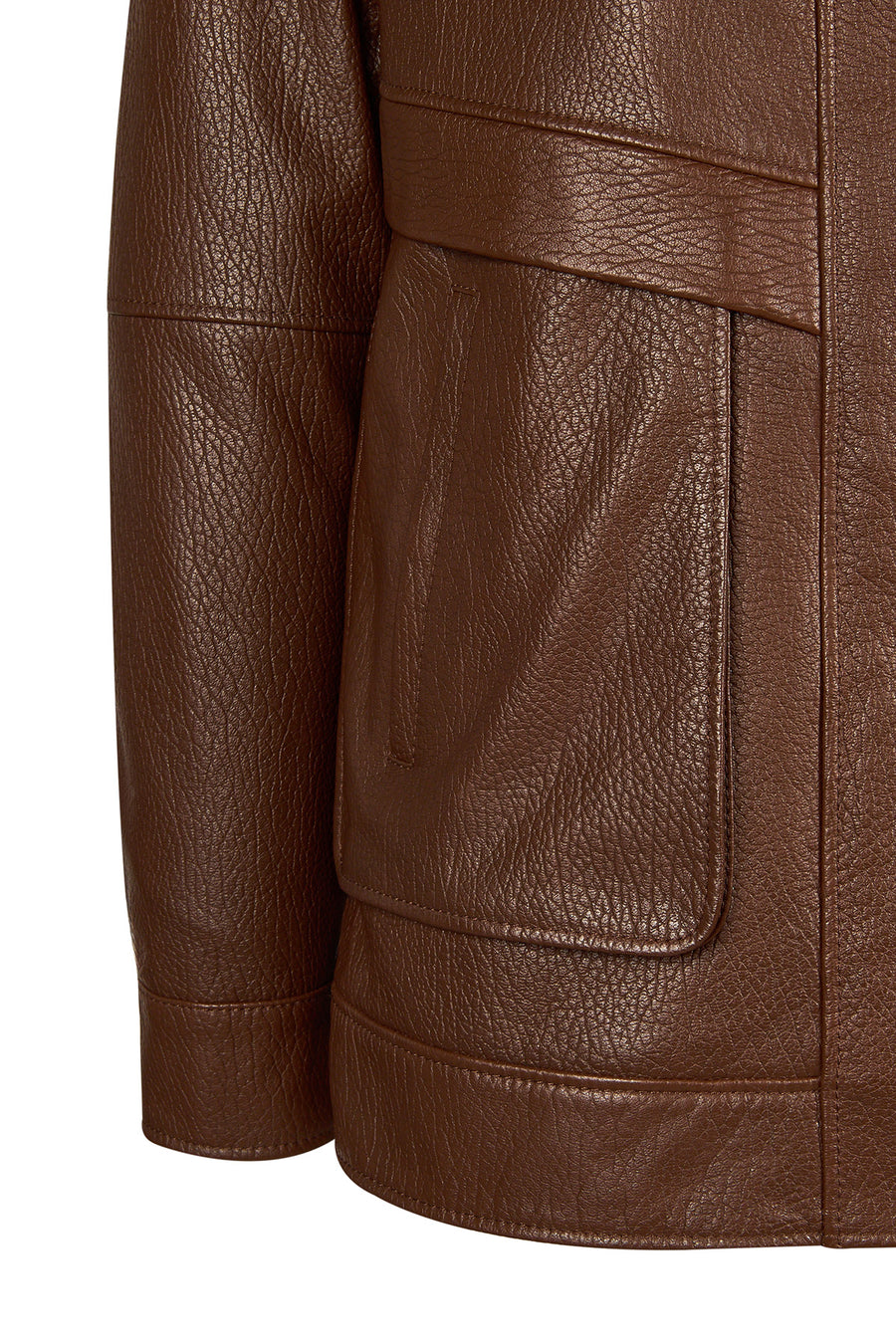 Carmen Woman Brown Fur Collar Leather Coat