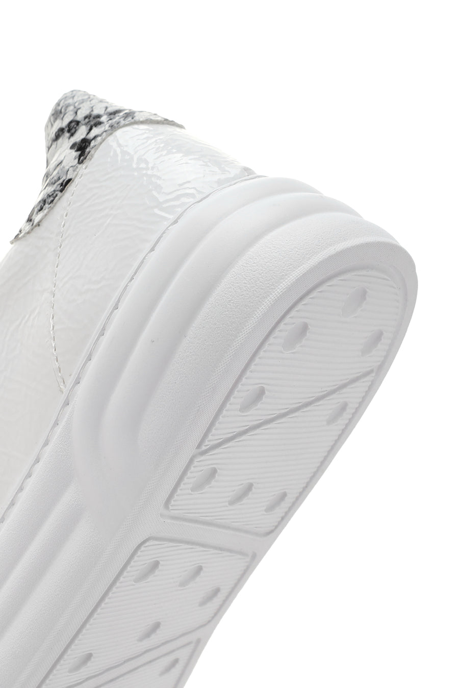 Women's White Patent Leather Thick Soled Sneaker