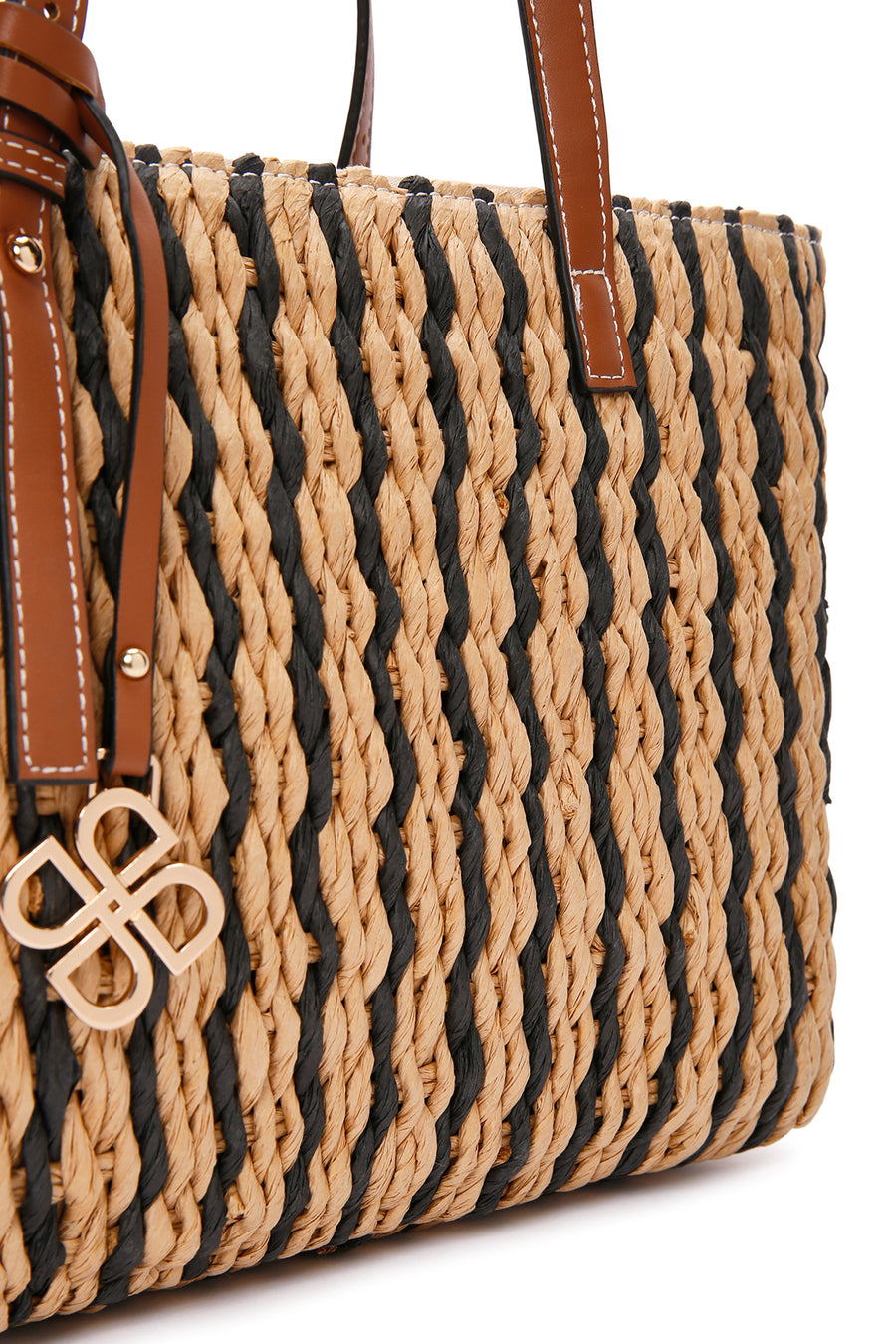 Women's Black Straw Shoulder Bag