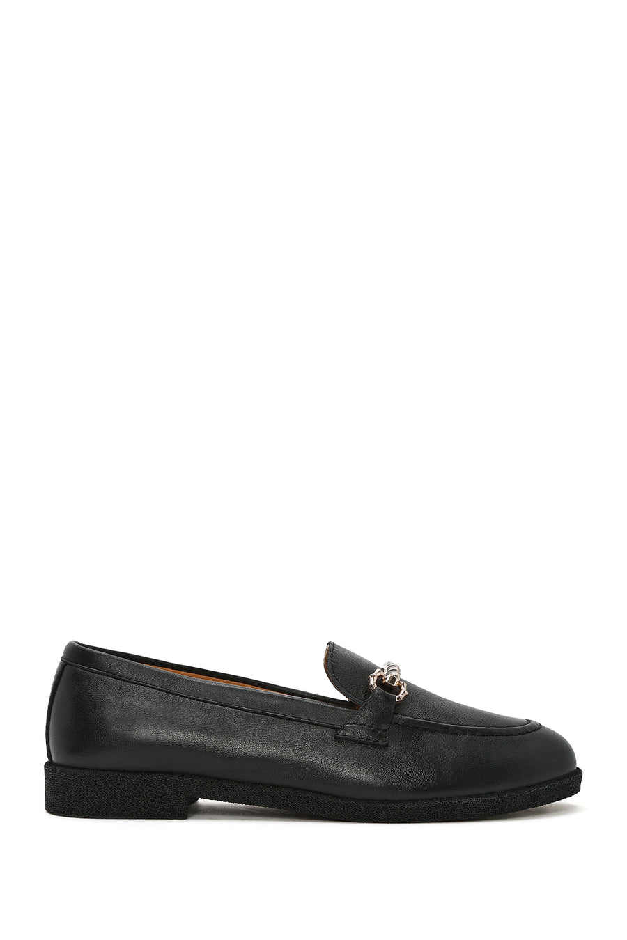 Women's Black Buckle Leather Loafer 25SFD510518 | Derimod