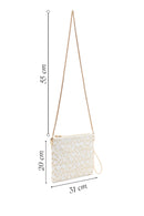Woman Beige Long Chain Strap Patterned Clutch Bag | Derimod