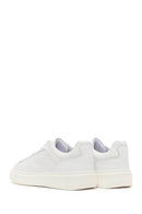 Men's White Lace-up Thick-Sole Leather Sneaker | Derimod