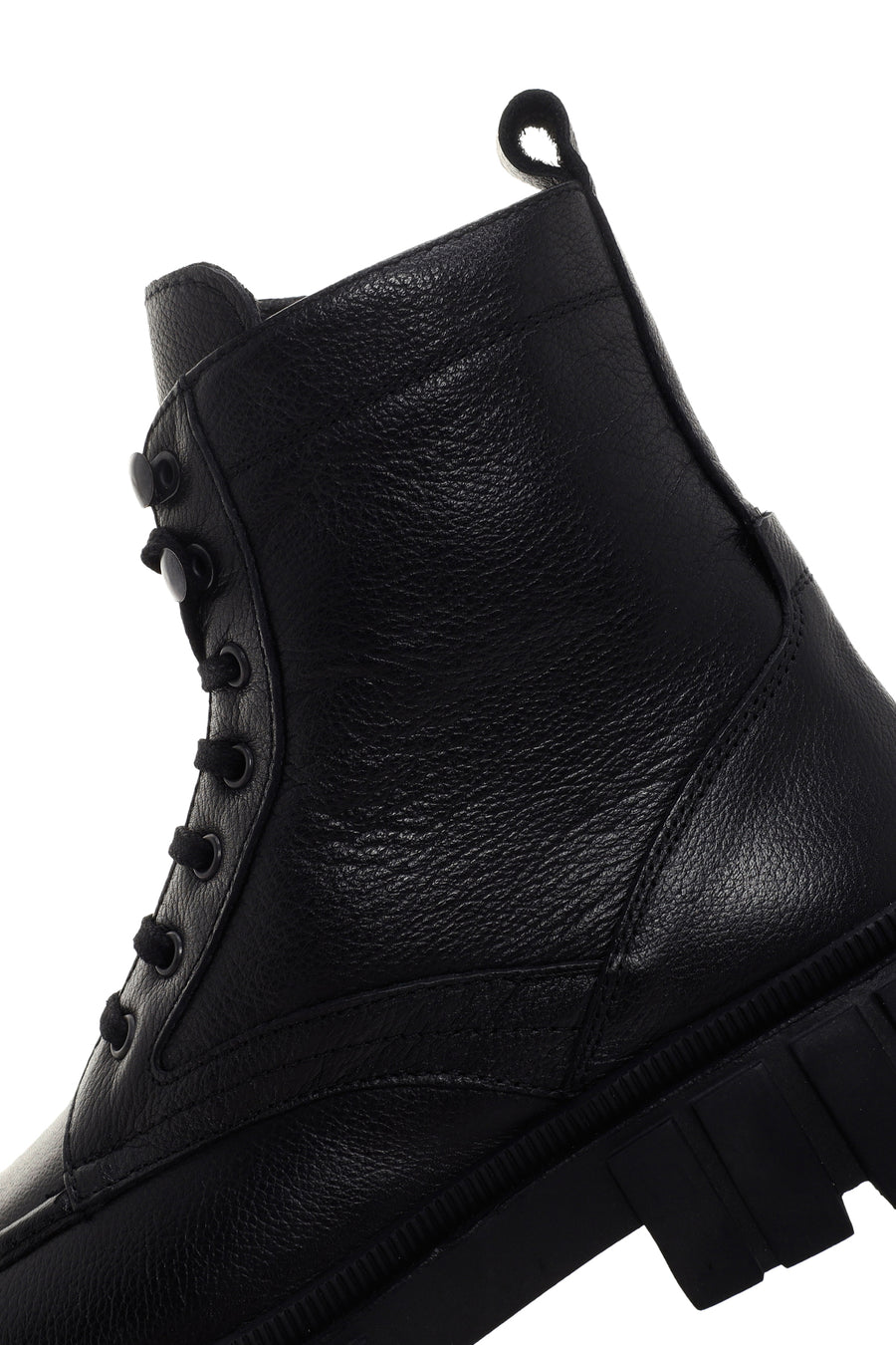 Men's Black Zippered Leather Combat Boots
