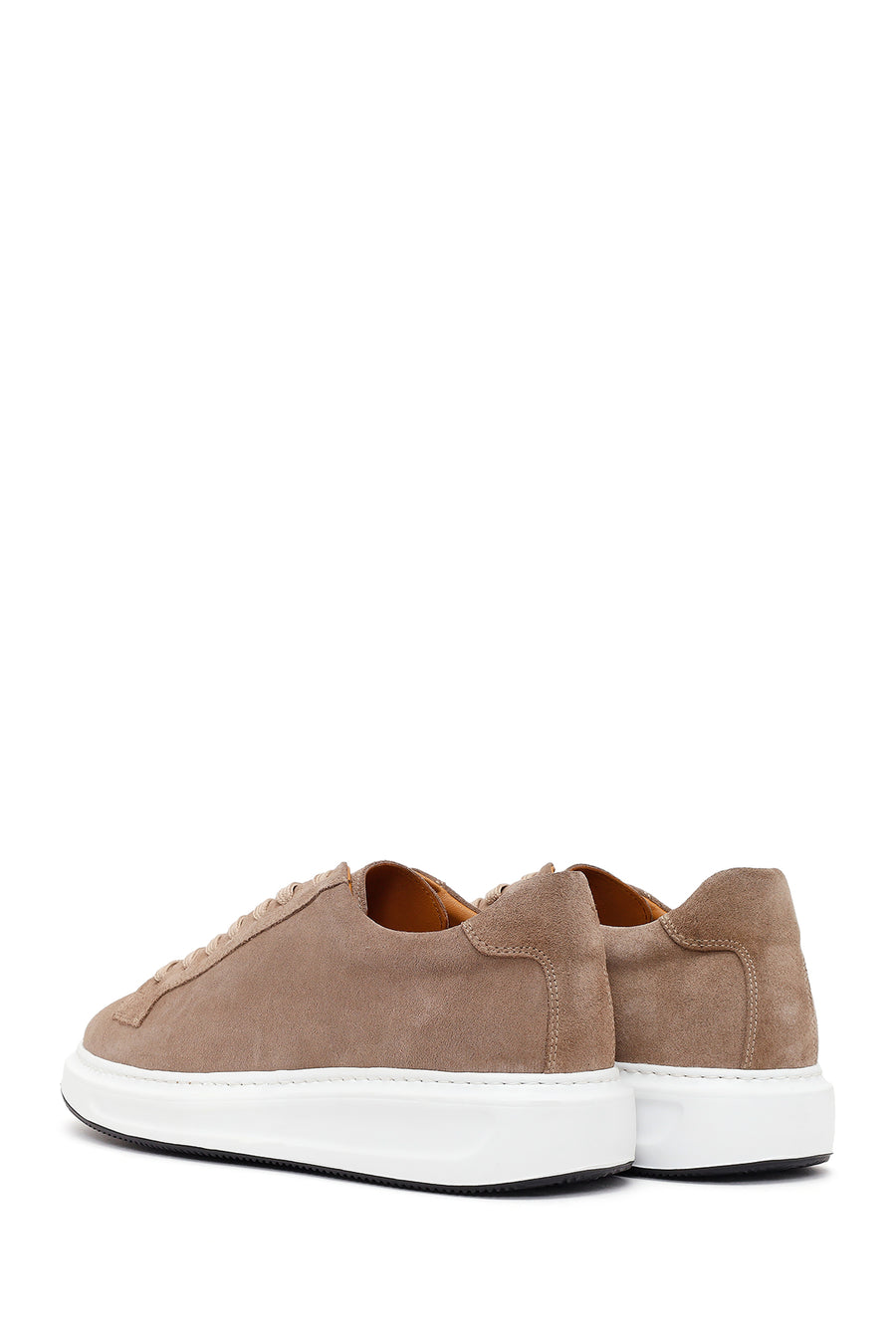Erkek Bej Bağcıklı Süet Deri Sneaker