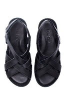 Women's Black Leather Comfort Sandals | Derimod