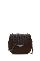 Woman Black Chain Long-Strap Braided Crossbody Bag | Derimod