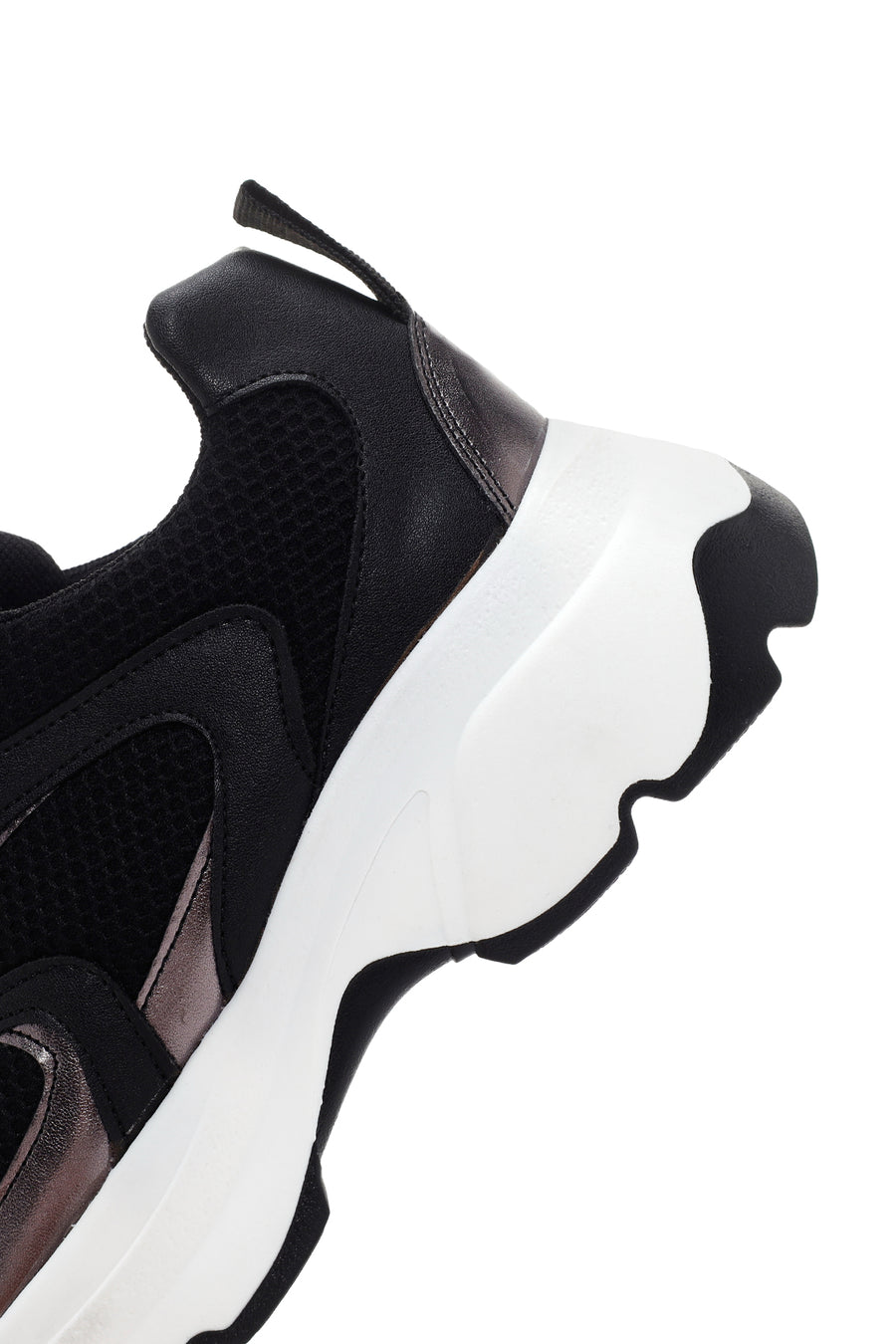 Kadın Siyah Kalın Tabanlı Bağcıklı Sneaker