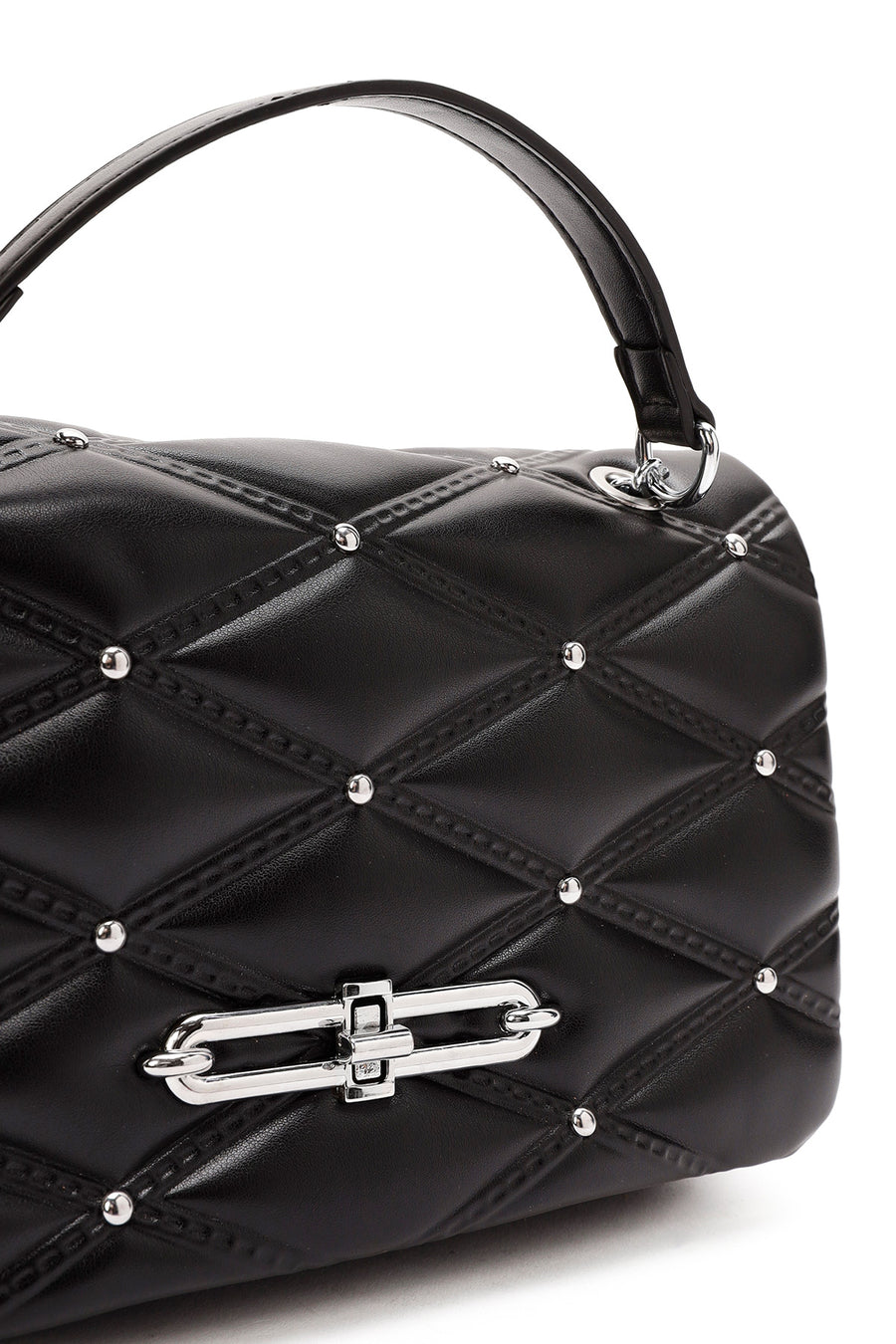 Women's Black Long Strap Quilted Patterned Shoulder Bag