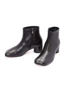 Women's Black Zippered Thick Heeled Leather Boots | Derimod