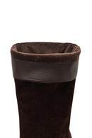 Woman Brown Thin-Heeled Suede Boots | Derimod