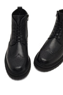Men's Black Zippered Leather Boots | Derimod