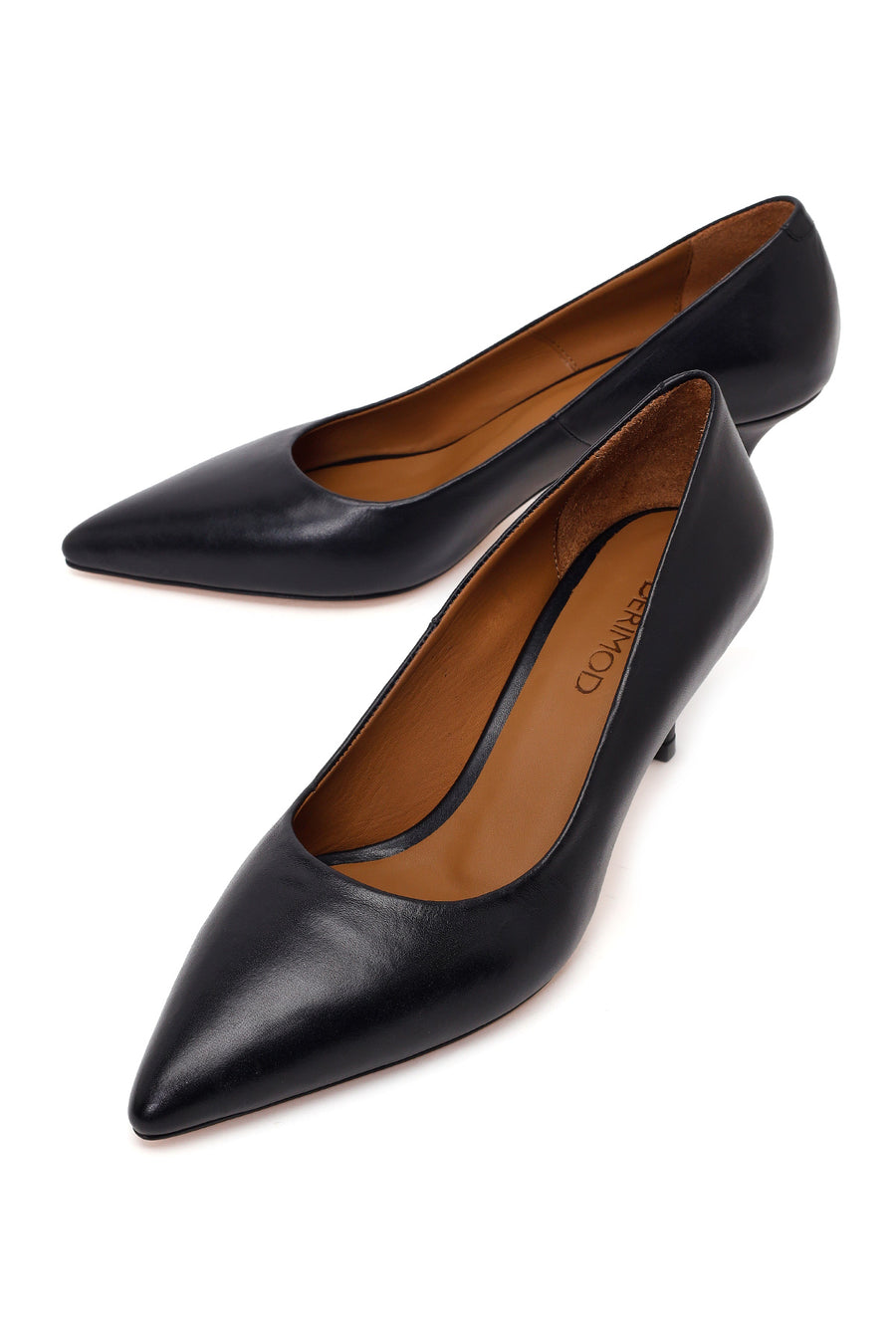 Woman Black Thin-Heeled Leather Stiletto