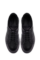 Erkek Siyah Bağcıklı Deri Casual Sneaker | Derimod