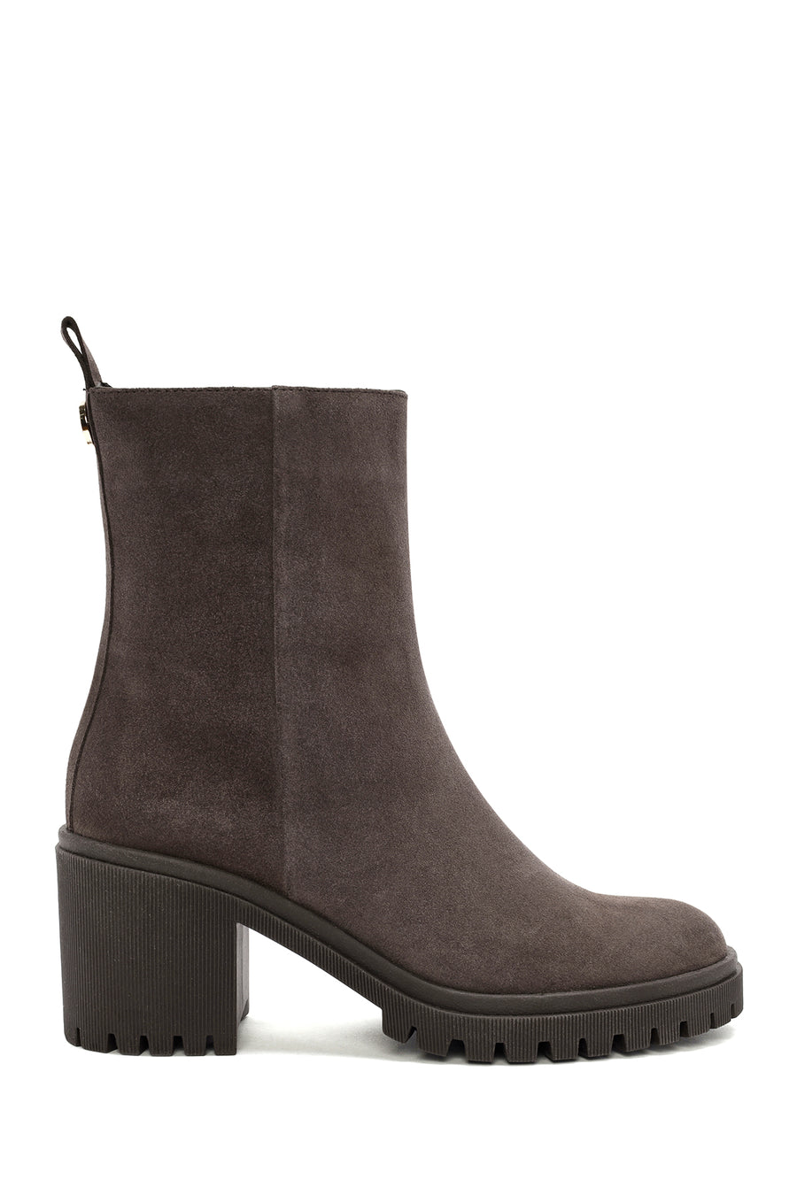 Woman Mink Suede Zippered Heels Leather Boat 25WFD200910 | Derimod