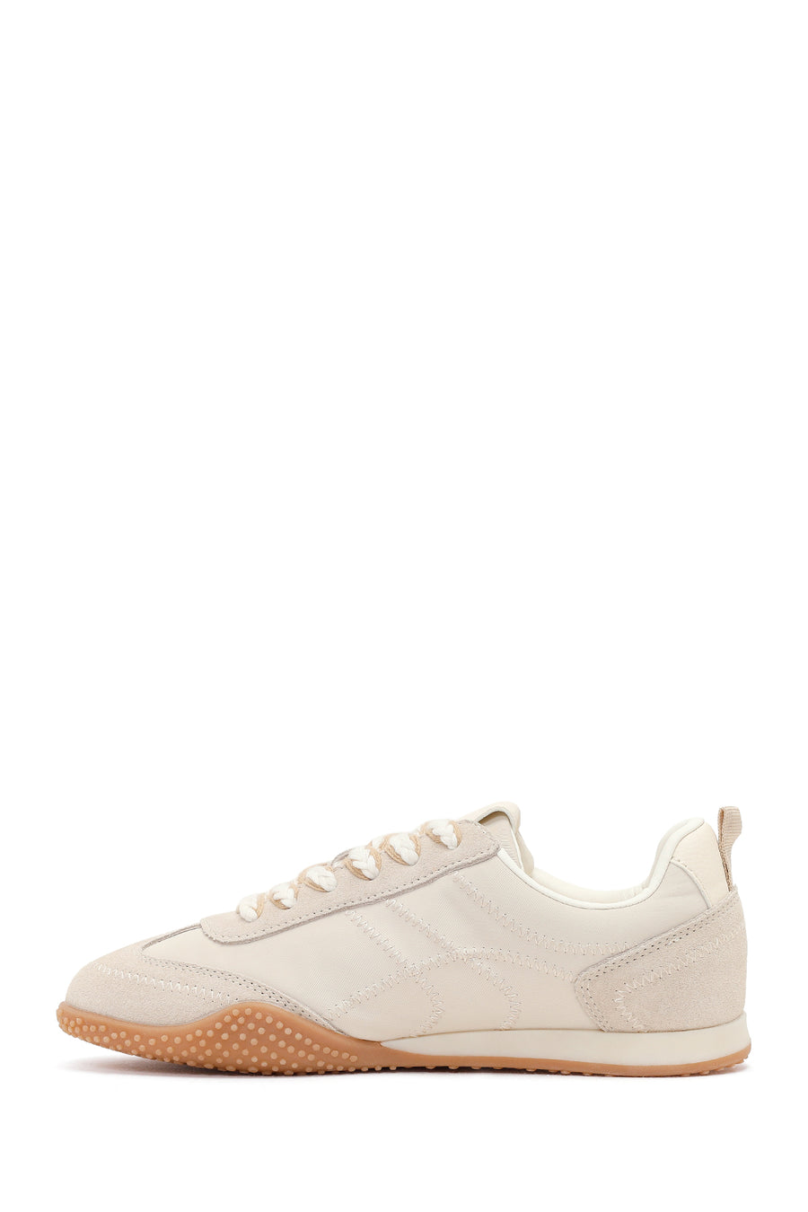 Women's Cream Lace-Up Leather Sneakers
