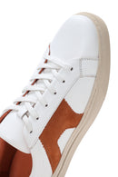 Men's White Orange Suede Detailed Leather Sneaker | Derimod