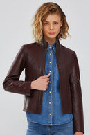 Bianca Women's Brown Leather Jacket | Derimod